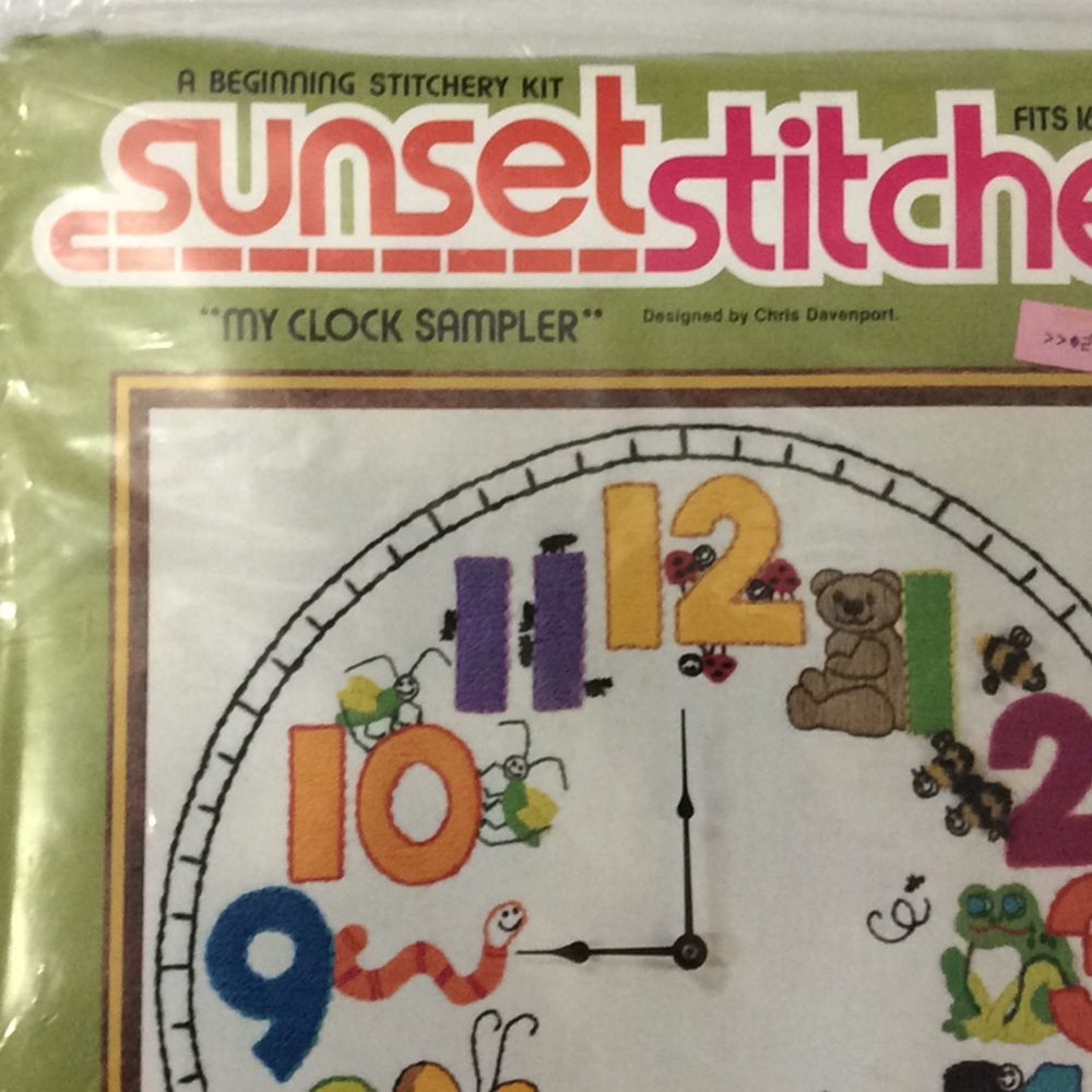 Sunset Stitchery Vintage 1981 Chad Davenport My Clock Sampler Kit #2619 - Picture 2 of 8